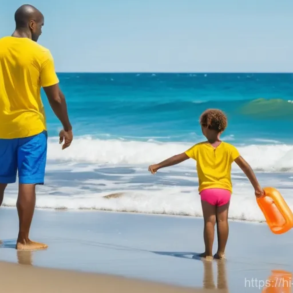 맨섬 해양 사고 사례 - **Prompt:** A serene yet subtly powerful coastal scene featuring a young family. A mother and father...